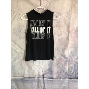 Tank black KILLIN IT t-shirt jersey knit